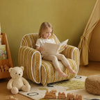 Rounded Ribbed Kids Chair Series With Cozy Boucle Texture for Reading Nooks