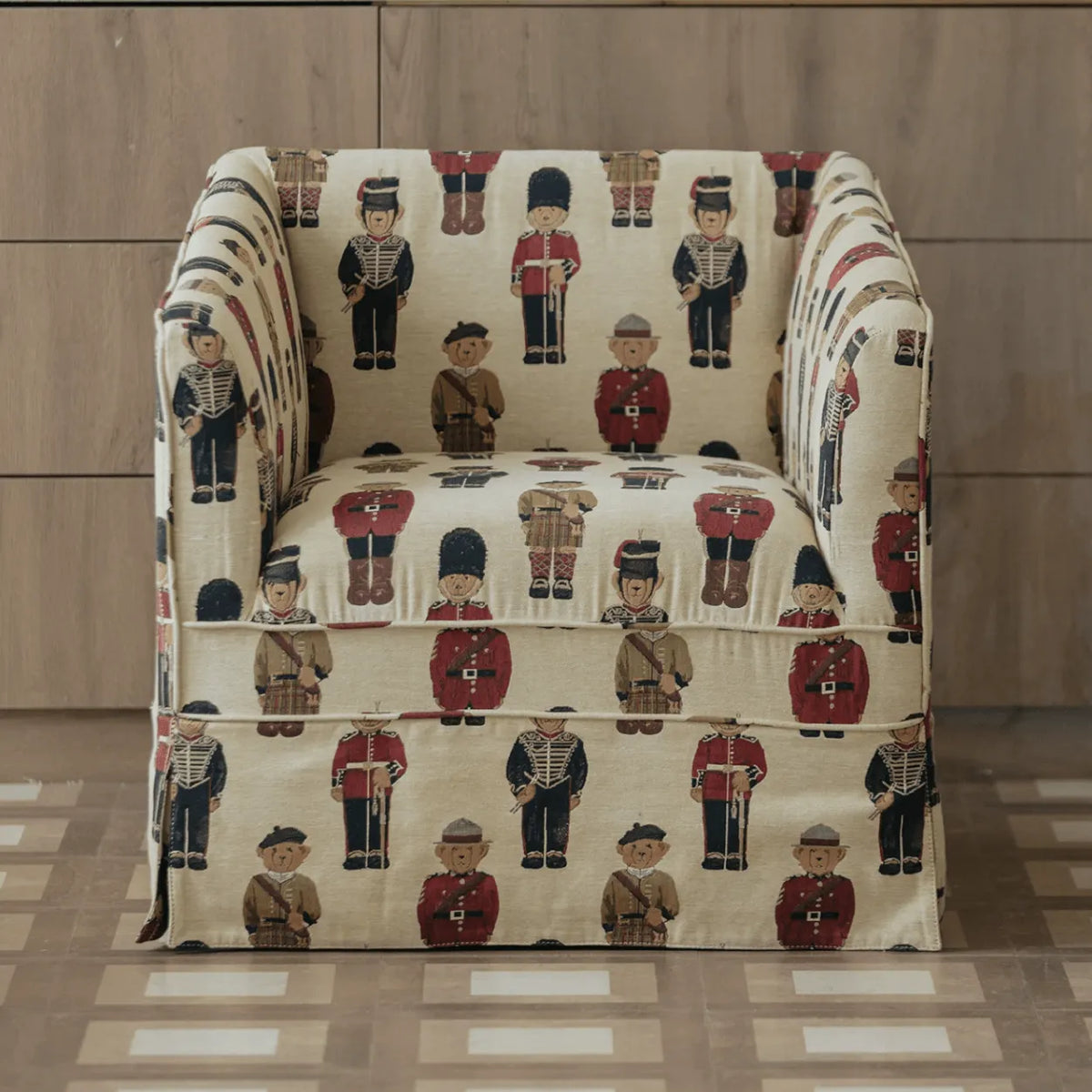 Royal Guard Jacquard Accent Chair With Barrel Silhouette for Reading Nooks