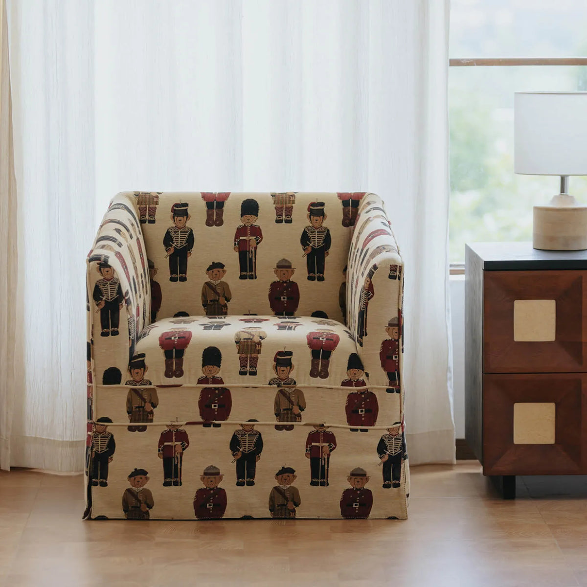 Royal Guard Jacquard Accent Chair With Barrel Silhouette for Reading Nooks Main Product Image
