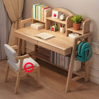 Rubberwood Adjustable Kids Desk with Hutch, Bookshelf & Storage