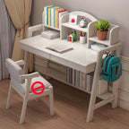 Rubberwood Adjustable Kids Desk with Hutch, Bookshelf & Storage
