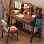 Rubberwood Adjustable Kids Desk with Hutch, Bookshelf & Storage