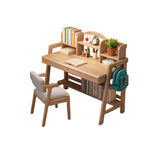 Rubberwood Adjustable Kids Desk with Hutch, Bookshelf & Storage