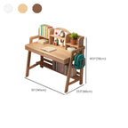 Rubberwood Adjustable Kids Desk with Hutch, Bookshelf & Storage Dimensions