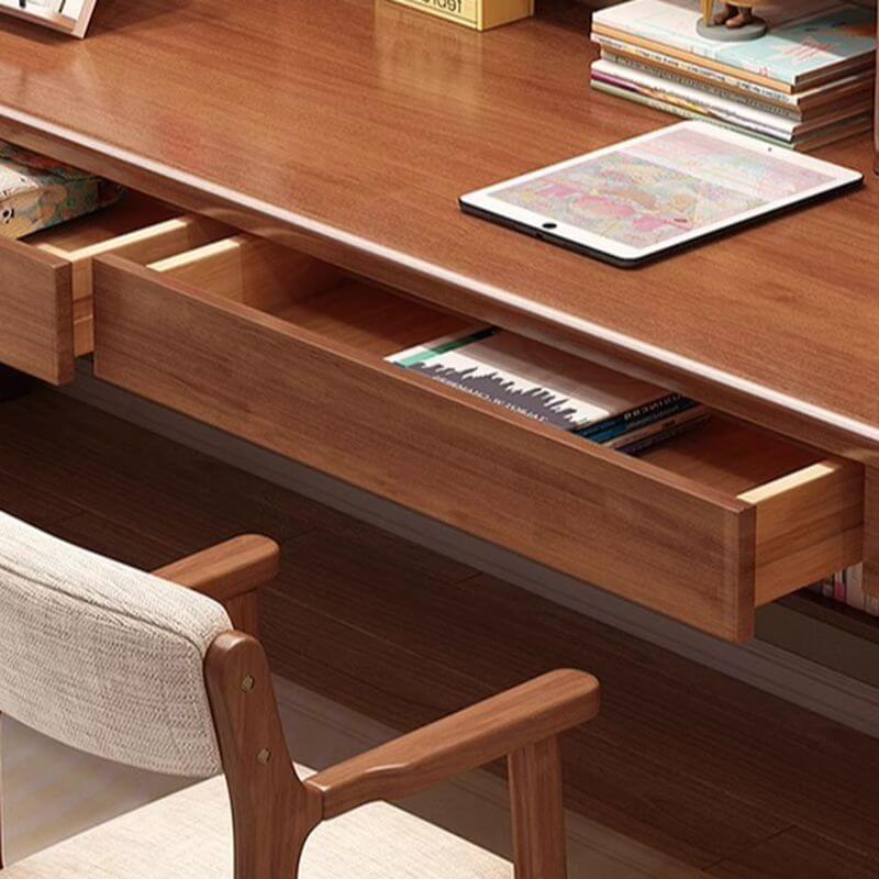 Rubberwood Adjustable Kids Desk with Hutch, Bookshelves and Drawers