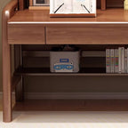 Rubberwood Adjustable Kids Desk with Hutch, Bookshelves and Drawers