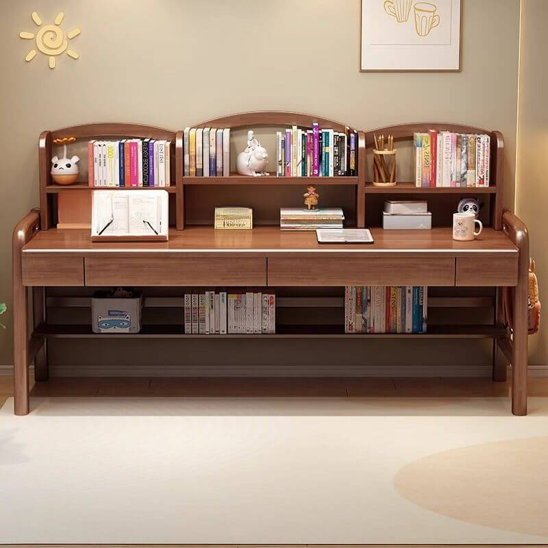 Rubberwood Adjustable Kids Desk with Hutch, Bookshelves and Drawers Main Product Image Main image