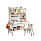 Rubberwood Kids Writing Desk with Integrated Bookshelf and Hutch