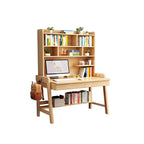 Rubberwood Kids Writing Desk with Integrated Bookshelf and Hutch