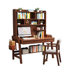 Rubberwood Kids Writing Desk with Integrated Bookshelf and Hutch