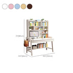 Rubberwood Kids Writing Desk with Integrated Bookshelf and Hutch Dimensions