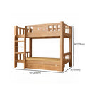 Rubberwood Modern Bunk Bed with Bookshelf, Ladder, and Sports-Themed Decor Dimensions