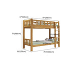 Rubberwood Modern Panel Bunk Bed with Built-In Ladder and Guardrails Dimensions