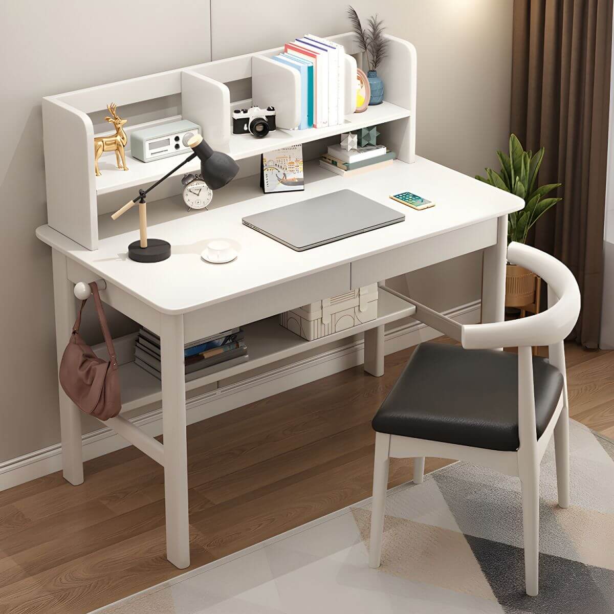Rubberwood Writing Desk with Hutch and Chair – Modern Kids Desk Set Main Product Image Main image