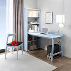 Rubberwood Writing Desk with Integrated Bookshelf and Modern Kids Desk Design