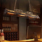 Rust-Finished Industrial 6-Light Pendant with Gear Accents and Wave-Edge Shade Main Product Image