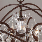 Rust Industrial Crystal Globe Chandelier with Adjustable Height