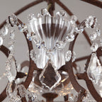 Rust Industrial Crystal Globe Chandelier with Adjustable Height
