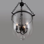 Rustic Black Metal 3-Light Pendant Light with Glass Shades