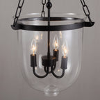Rustic Black Metal 3-Light Pendant Light with Glass Shades