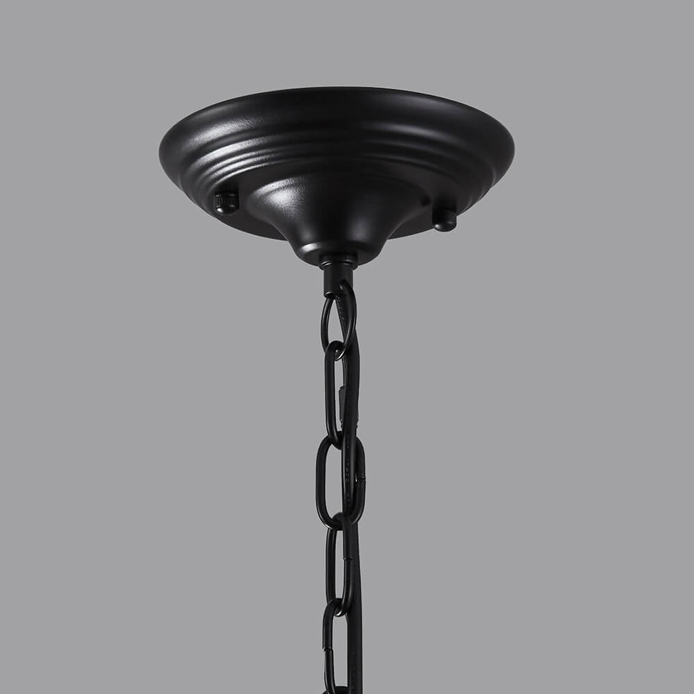 Rustic Black Metal 3-Light Pendant Light with Glass Shades