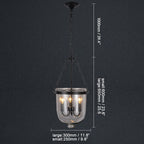 Rustic Black Metal 3-Light Pendant Light with Glass Shades