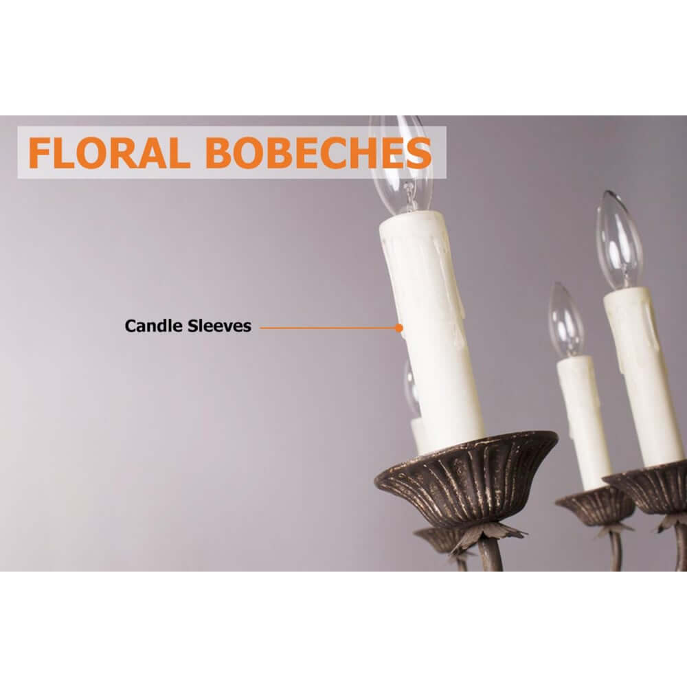 Rustic Candle-Style Linear Chandelier with Hemp Rope Detail