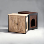 Rustic Farmhouse Cat Litter Box Cabinet With Side Table Top