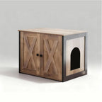 Rustic Farmhouse Cat Litter Box Cabinet With Side Table Top