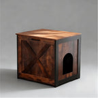 Rustic Farmhouse Cat Litter Box Cabinet With Side Table Top