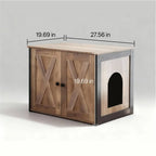 Rustic Farmhouse Cat Litter Box Cabinet With Side Table Top