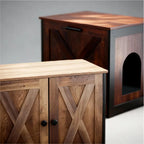 Rustic Farmhouse Cat Litter Box Cabinet With Side Table Top