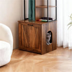 Rustic Farmhouse Cat Litter Box Cabinet With Side Table Top