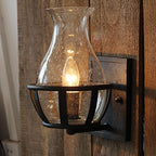 Rustic Glass Barn Wall Light Sconce - Hardwired Ambient Lighting