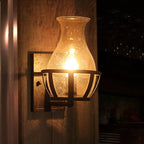 Rustic Glass Barn Wall Light Sconce - Hardwired Ambient Lighting