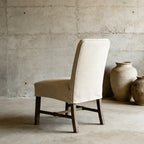 Rustic Oak Dining Chair with Removable Off-White Slipcover
