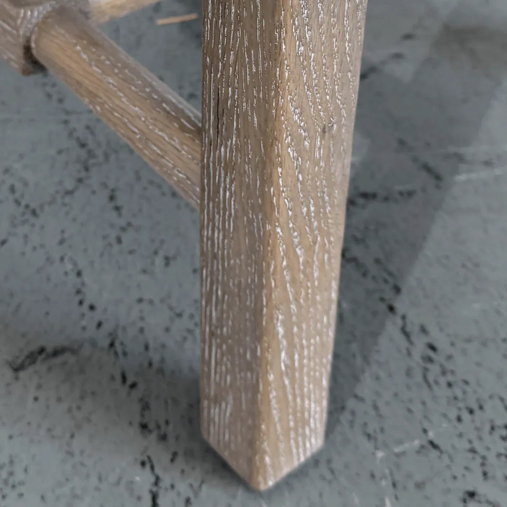 Rustic Oak Dining Chair with Removable Off-White Slipcover