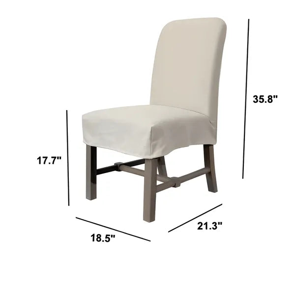Rustic Oak Dining Chair with Removable Off-White Slipcover Dimensions