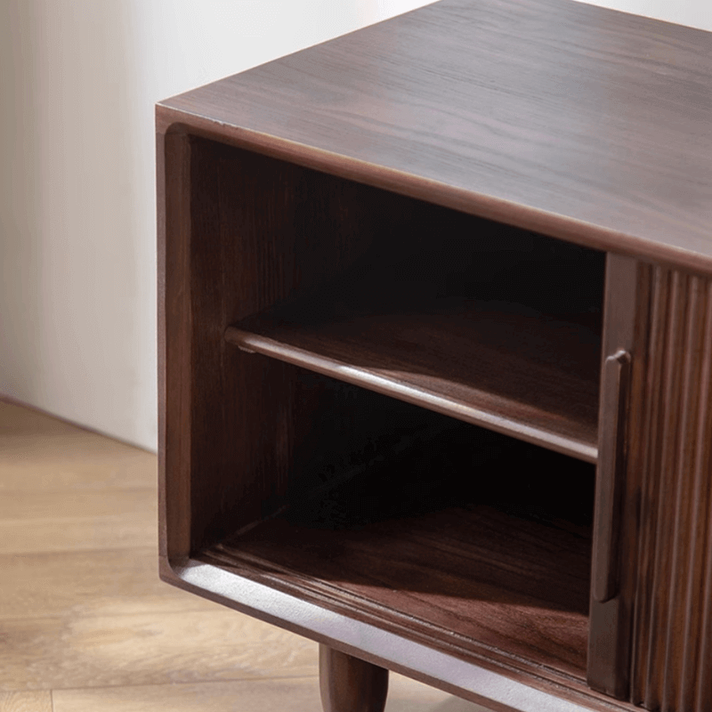Rustic Pine Wood Shoe Storage Bench With Sliding Doors