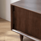 Rustic Pine Wood Shoe Storage Bench With Sliding Doors