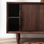 Rustic Pine Wood Shoe Storage Bench With Sliding Doors