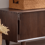 Rustic Pine Wood Shoe Storage Bench With Sliding Doors