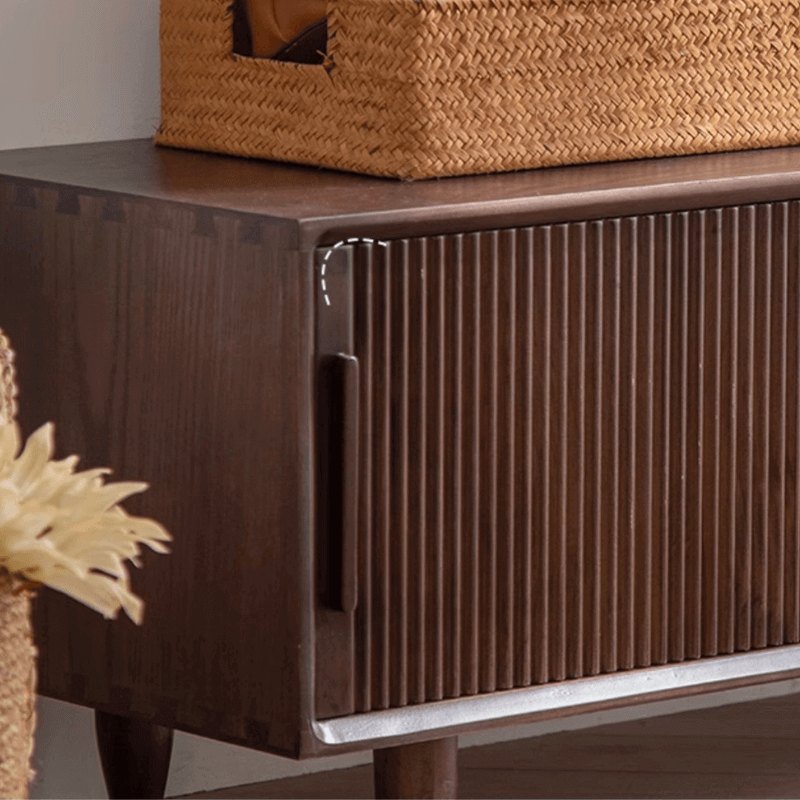 Rustic Pine Wood Shoe Storage Bench With Sliding Doors