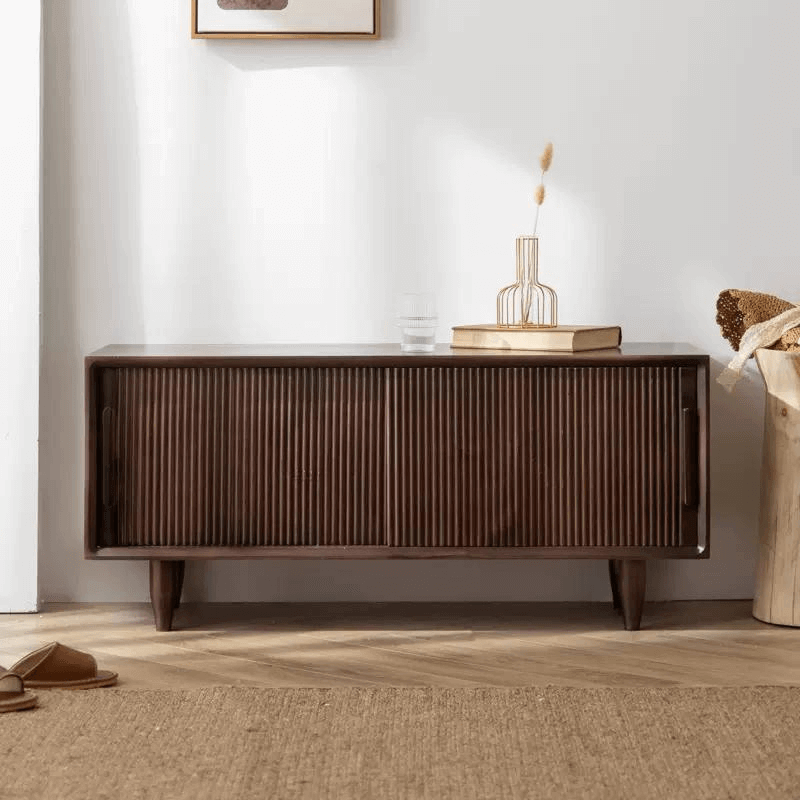 Rustic Pine Wood Shoe Storage Bench With Sliding Doors Main Product Image