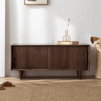 Rustic Pine Wood Shoe Storage Bench With Sliding Doors Main Product Image