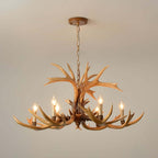 Rustic Resin and Metal Branch Chandelier with Adjustable Chain