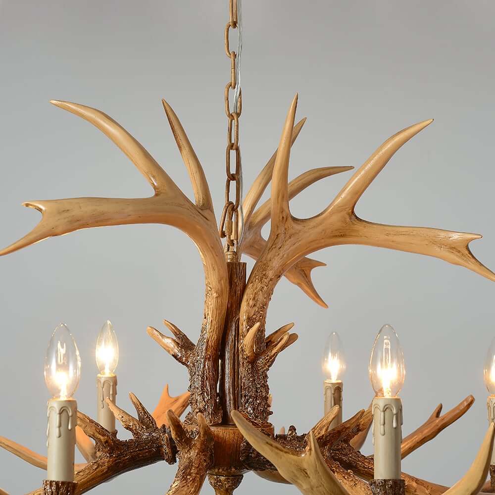 Rustic Resin and Metal Branch Chandelier with Adjustable Chain