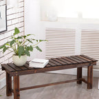 Rustic Solid Spruce Bench with Distressed Finish and H-Frame Support