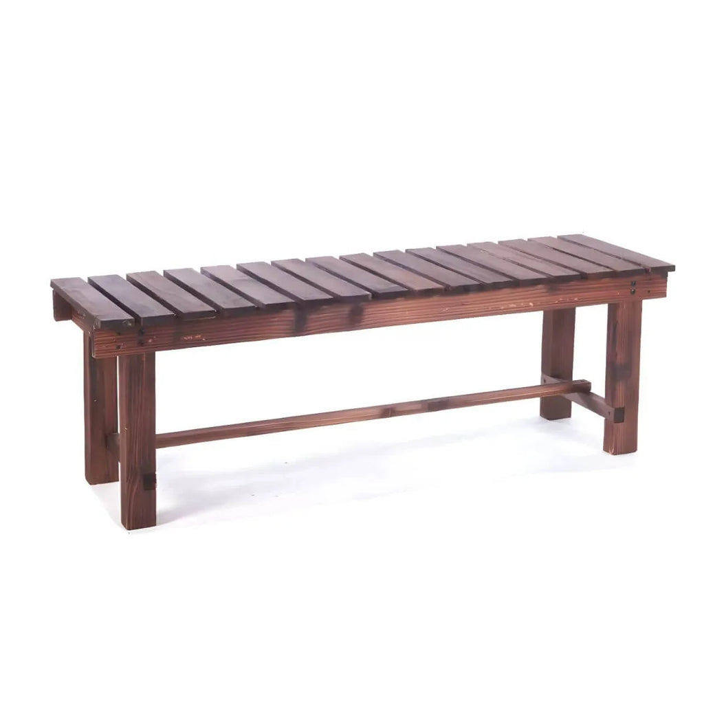Rustic Solid Spruce Bench with Distressed Finish and H-Frame Support
