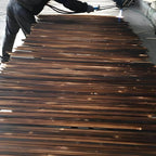 Rustic Solid Spruce Bench with Distressed Finish and H-Frame Support